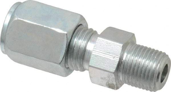Parker - Metal Flareless Bite Tube Male Connector - 1/8 NPTF - Industrial Tool & Supply