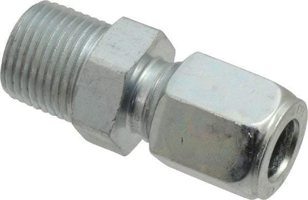 Parker - Metal Flareless Bite Tube Male Connector - 3/8 NPTF - Industrial Tool & Supply
