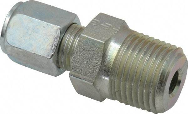 Parker - Metal Flareless Bite Tube Male Connector - 1/2 NPTF - Industrial Tool & Supply