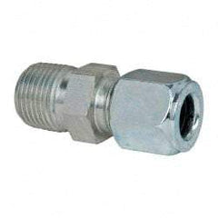 Parker - Metal Flareless Bite Tube Male Connector - 1/2 NPTF - Industrial Tool & Supply