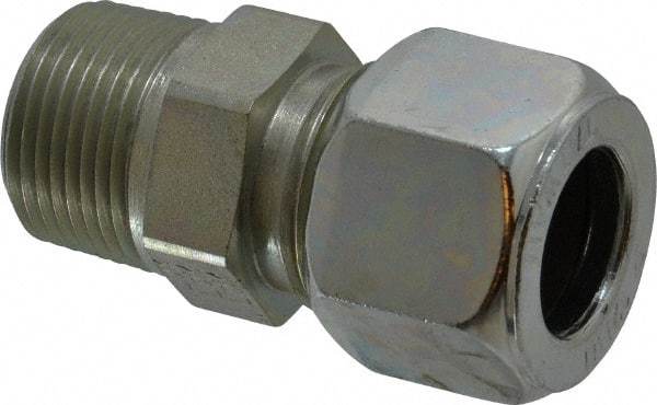 Parker - Metal Flareless Bite Tube Male Connector - 3/4 NPTF - Industrial Tool & Supply