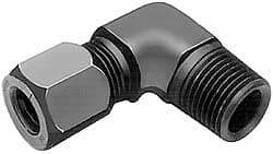 Parker - Metal Flareless Bite Tube Male Elbow - 1/2 NPTF - Industrial Tool & Supply