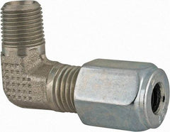Parker - Metal Flareless Bite Tube Male Elbow - 1/8 NPTF - Industrial Tool & Supply