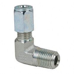 Parker - Metal Flareless Bite Tube Male Elbow - 1/4 NPTF - Industrial Tool & Supply