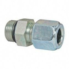 Parker - Metal Flareless Bite Tube Straight Thread Connectors - 9/16-18" Thread - Industrial Tool & Supply