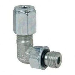 Parker - Metal Flareless Bite Tube Straight Thread Elbow - 7/16-20" Thread - Industrial Tool & Supply