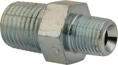 Parker - 1/4 x 1/8 Male Thread, Zinc Plated Steel Industrial Pipe Hex Nipple - MNPTF, 6,000 psi - Industrial Tool & Supply