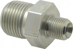Parker - 3/8 x 1/8 Male Thread, Zinc Plated Steel Industrial Pipe Hex Nipple - MNPTF, 6,000 psi - Industrial Tool & Supply