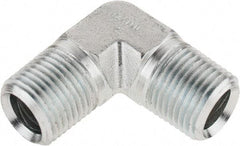 Parker - 1/2 Male Thread, Zinc Plated Steel Industrial Pipe 90° Male Elbow - MNPTF, 6,000 psi - Industrial Tool & Supply