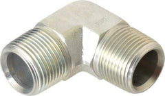 Parker - 3/4 Male Thread, Zinc Plated Steel Industrial Pipe 90° Male Elbow - MNPTF, 4,000 psi - Industrial Tool & Supply