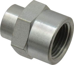 Parker - 3/8 x 1/8 Female Thread, Zinc Plated Steel Industrial Pipe Coupling - FNPTF, 6,000 psi - Industrial Tool & Supply