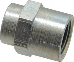 Parker - 3/8 x 1/4 Female Thread, Zinc Plated Steel Industrial Pipe Coupling - FNPTF, 6,000 psi - Industrial Tool & Supply