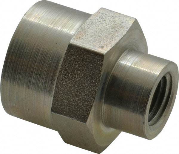 Parker - 1/2 x 1/4 Female Thread, Zinc Plated Steel Industrial Pipe Coupling - FNPTF, 5,000 psi - Industrial Tool & Supply