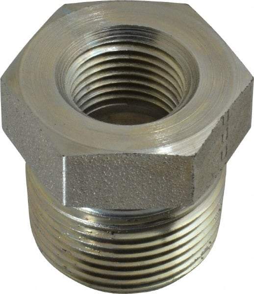 Parker - 3/4 Male Thread x 3/8 Female Thread, Zinc Plated Steel Industrial Pipe Hex Bushing - MNPTF x FNPTF, 5,500 psi - Industrial Tool & Supply