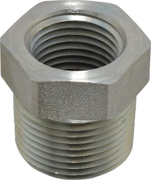 Parker - 3/4 Male Thread x 1/2 Female Thread, Zinc Plated Steel Industrial Pipe Hex Bushing - MNPTF x FNPTF, 5,000 psi - Industrial Tool & Supply