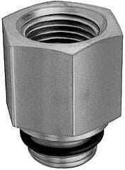 Parker - 1-3/16 - 12 Male Thread x 1/2 Female Thread, Zinc Plated Steel Industrial Pipe Adapter - Male Straight Thread O-Ring x Female NPTF, 5,000 psi - Industrial Tool & Supply