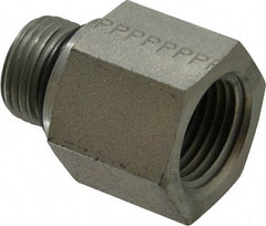 Parker - 3/4-16 Male Thread x 1/2 Female Thread, Zinc Plated Steel Industrial Pipe Adapter - Male Straight Thread O-Ring x Female NPTF, 5,000 psi - Industrial Tool & Supply