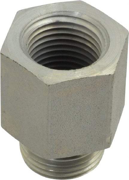 Parker - 7/8-14 Male Thread x 1/2 Female Thread, Zinc Plated Steel Industrial Pipe Adapter - Male Straight Thread O-Ring x Female NPTF, 5,000 psi - Industrial Tool & Supply
