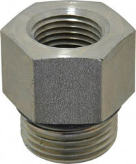 Parker - 1-1/16 - 12 Male Thread x 1/2 Female Thread, Zinc Plated Steel Industrial Pipe Adapter - Male Straight Thread O-Ring x Female NPTF, 5,000 psi - Industrial Tool & Supply