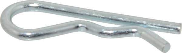 Made in USA - 1/2 to 3/4" Shaft Diam, 1-15/16" Long, 1/8" Wire Diam, Hair Pin Cotter - MB Grade 2 Spring Steel, Zinc-Plated Finish - Industrial Tool & Supply