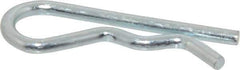Made in USA - 1/2 to 3/4" Shaft Diam, 1-15/16" Long, 1/8" Wire Diam, Hair Pin Cotter - MB Grade 2 Spring Steel, Zinc-Plated Finish - Industrial Tool & Supply