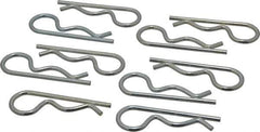 Made in USA - 5/8 to 7/8" Shaft Diam, 2-1/2" Long, 1/8" Wire Diam, Hair Pin Cotter - MB Grade 2 Spring Steel, Zinc-Plated Finish - Industrial Tool & Supply