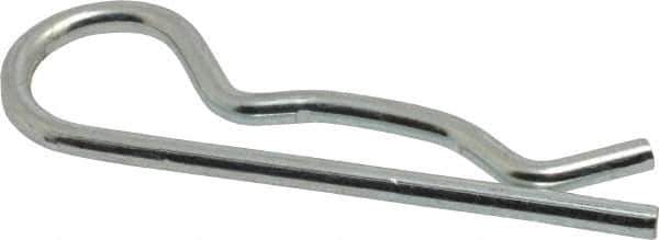 Made in USA - 1/2 to 5/8" Shaft Diam, 3" Long, 0.148" Wire Diam, Hair Pin Cotter - MB Grade 2 Spring Steel, Zinc-Plated Finish - Industrial Tool & Supply