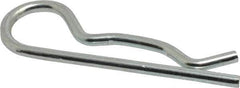 Made in USA - 1/2 to 5/8" Shaft Diam, 3" Long, 0.148" Wire Diam, Hair Pin Cotter - MB Grade 2 Spring Steel, Zinc-Plated Finish - Industrial Tool & Supply