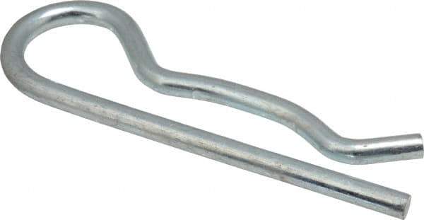 Made in USA - 1/2 to 5/8" Shaft Diam, 3" Long, 0.162" Wire Diam, Hair Pin Cotter - MB Grade 2 Spring Steel, Zinc-Plated Finish - Industrial Tool & Supply