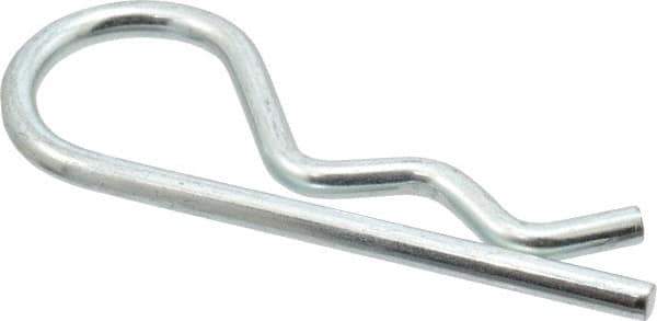 Made in USA - 5/8 to 1" Shaft Diam, 3-1/4" Long, 0.177" Wire Diam, Hair Pin Cotter - MB Grade 2 Spring Steel, Zinc-Plated Finish - Industrial Tool & Supply