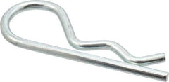 Made in USA - 5/8 to 1" Shaft Diam, 3-1/4" Long, 0.177" Wire Diam, Hair Pin Cotter - MB Grade 2 Spring Steel, Zinc-Plated Finish - Industrial Tool & Supply