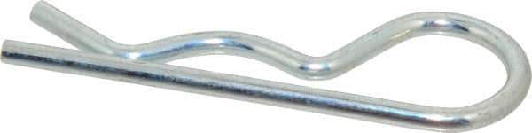 Made in USA - 7/8 to 1-1/4" Shaft Diam, 3-3/4" Long, 0.177" Wire Diam, Hair Pin Cotter - MB Grade 2 Spring Steel, Zinc-Plated Finish - Industrial Tool & Supply