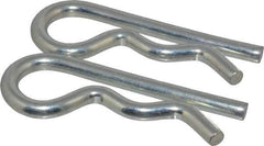 Made in USA - 7/8 to 1" Shaft Diam, 4-1/16" Long, 0.31" Wire Diam, Hair Pin Cotter - MB Grade 2 Spring Steel, Zinc-Plated Finish - Industrial Tool & Supply