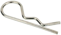 Made in USA - 3/16 to 1/4" Shaft Diam, 1" Long, 0.042" Wire Diam, Hair Pin Cotter - MB Grade 2 Spring Steel, Zinc-Plated Finish - Industrial Tool & Supply