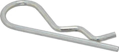 Made in USA - 1/4 to 1/2" Shaft Diam, 1-5/16" Long, 1/16" Wire Diam, Hair Pin Cotter - MB Grade 2 Spring Steel, Zinc-Plated Finish - Industrial Tool & Supply