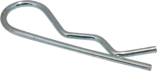 Made in USA - 3/8 to 1/2" Shaft Diam, 1-9/16" Long, 1/16" Wire Diam, Hair Pin Cotter - MB Grade 2 Spring Steel, Zinc-Plated Finish - Industrial Tool & Supply