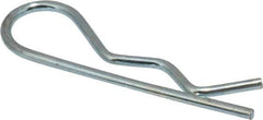 Made in USA - 3/8 to 1/2" Shaft Diam, 1-9/16" Long, 1/16" Wire Diam, Hair Pin Cotter - MB Grade 2 Spring Steel, Zinc-Plated Finish - Industrial Tool & Supply