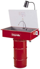 Graymills - Drum Mount Solvent-Based Parts Washer - 20 Gal Max Operating Capacity, Steel Tank, 67-1/8" High x 36" Long x 20" Wide, 115 Input Volts - Industrial Tool & Supply