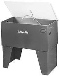 Graymills - Free Standing Solvent-Based Parts Washer - 40 Gal Max Operating Capacity, Steel Tank, 38" (Lid Close)/60" (Lid Open) High x 42" Long x 22" Wide, 115 Input Volts - Industrial Tool & Supply