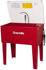 Graymills - Free Standing Solvent-Based Parts Washer - 15 Gal Max Operating Capacity, Steel Tank, 38-1/2" (Lid Close)/60" (Lid Open) High x 36" Long x 22" Wide, 115 Input Volts - Industrial Tool & Supply