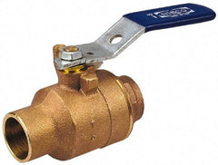 NIBCO - 1" Pipe, Full Port, Bronze Standard Ball Valve - 2 Piece, Inline - One Way Flow, Soldered x Soldered Ends, 600 WOG, 150 WSP - Industrial Tool & Supply