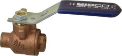 NIBCO - 3/8" Pipe, Full Port, Bronze Standard Ball Valve - 2 Piece, Inline - One Way Flow, Soldered x Soldered Ends, Lever Handle, 600 WOG, 150 WSP - Industrial Tool & Supply
