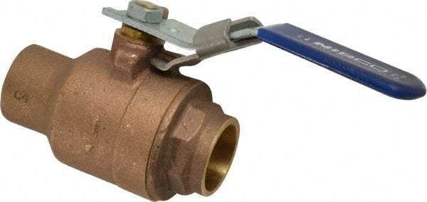 NIBCO - 1" Pipe, Full Port, Bronze Standard Ball Valve - 2 Piece, Inline - One Way Flow, Soldered x Soldered Ends, Locking Lever Handle, 600 WOG, 150 WSP - Industrial Tool & Supply