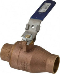 NIBCO - 1-1/2" Pipe, Full Port, Bronze Standard Ball Valve - 2 Piece, Inline - One Way Flow, Soldered x Soldered Ends, Locking Lever Handle, 600 WOG, 150 WSP - Industrial Tool & Supply