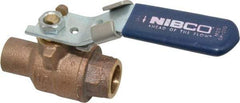 NIBCO - 1/2" Pipe, Full Port, Bronze Standard Ball Valve - 2 Piece, Inline - One Way Flow, Soldered x Soldered Ends, Locking Lever Handle, 600 WOG, 150 WSP - Industrial Tool & Supply