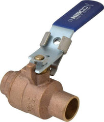 NIBCO - 3/4" Pipe, Full Port, Bronze Standard Ball Valve - 2 Piece, Inline - One Way Flow, Soldered x Soldered Ends, Locking Lever Handle, 600 WOG, 150 WSP - Industrial Tool & Supply