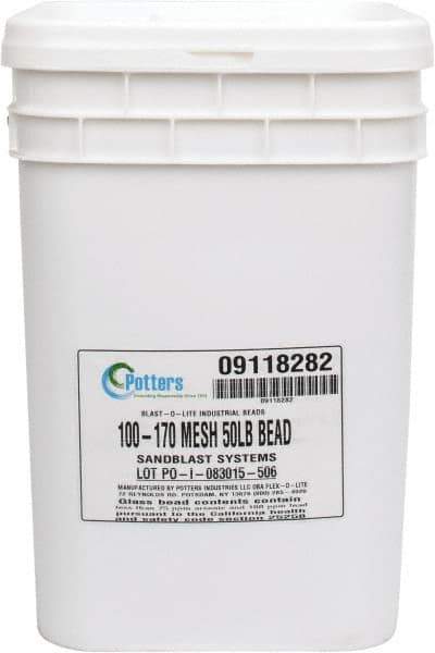 Made in USA - Medium/Fine Grade Smooth Glass Bead - 100 to 170 Grit, 50 Lb Pail - Industrial Tool & Supply