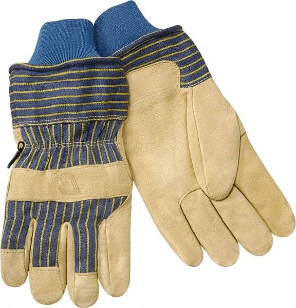 Steiner - Size XL (10) Grain Pigskin Cold Protection Work Gloves - For General Purpose, Uncoated, Safety Cuff, Full Fingered, Tan/Blue/Yellow, Paired - Industrial Tool & Supply