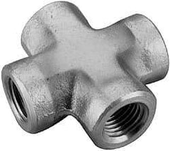 Parker - 3/8 Female Thread, Zinc Plated Steel Industrial Pipe Female Cross - FNPTF, 4,500 psi - Industrial Tool & Supply