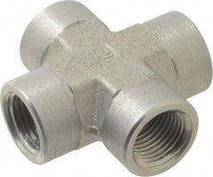 Parker - 1/2 Female Thread, Zinc Plated Steel Industrial Pipe Female Cross - FNPTF, 3,000 psi - Industrial Tool & Supply